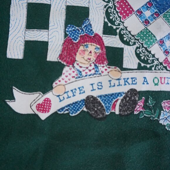 Vintage Endless Designs Green Floral Birdhouse Heart Wreath Sweatshirt XL - Picture 7 of 14